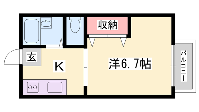 ハイツしらさぎB棟(1K/2階)の間取り写真