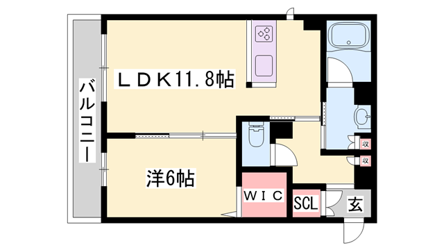 シャーメゾンフルール(1LDK/2階)の間取り写真