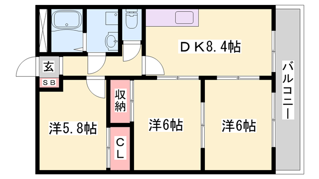 エスぺランス光(3DK/2階)の間取り写真