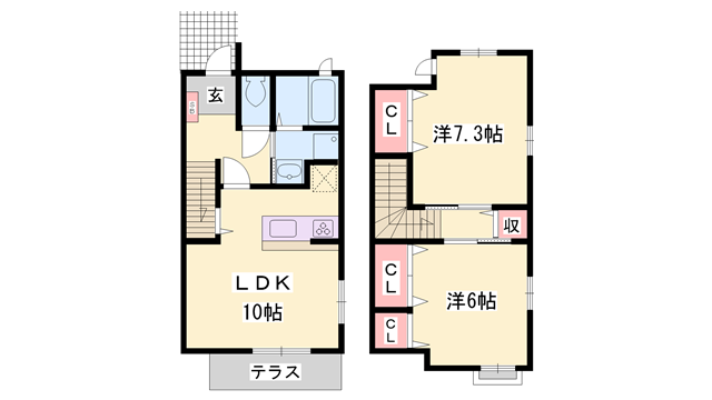 メゾン・オーブⅠ(2LDK/2階)の間取り写真