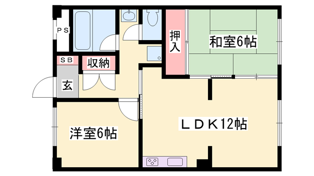 セルジュYS網干(2LDK/3階)の間取り写真