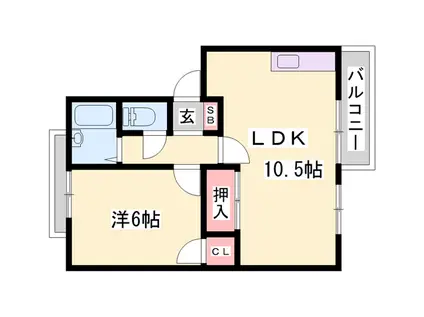 ファミリーハイツ(1LDK/2階)の間取り写真