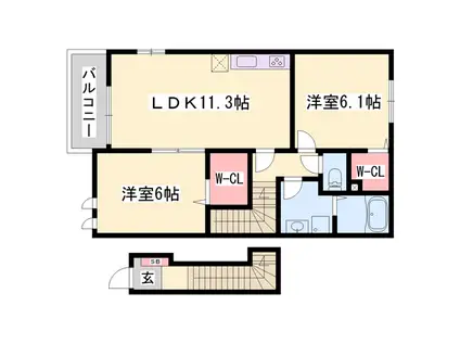 モンブラン ノール(2LDK/2階)の間取り写真