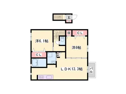 セジュール加佐A(2LDK/2階)の間取り写真