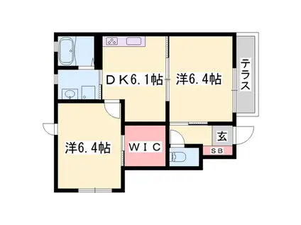 ラ・シャンス(2DK/1階)の間取り写真