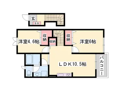 井ノ口ハイツⅡ(2LDK/2階)の間取り写真