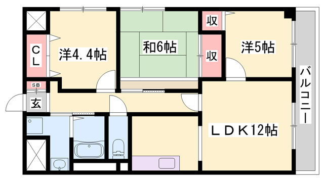 セレニティ飾東(3LDK/2階)の間取り写真