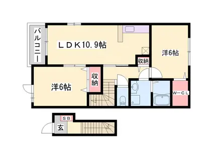 グランチャレットⅡ(2LDK/2階)の間取り写真