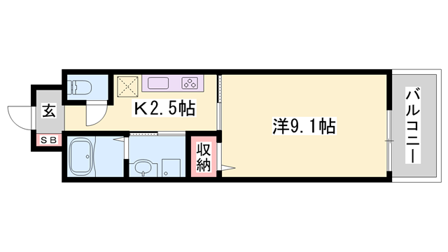 グレイスフル・K(1K/4階)の間取り写真