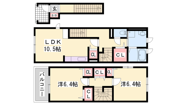 ソレアードトーレ(2LDK/2階)の間取り写真