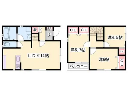 山陽電気鉄道本線 八家駅 徒歩18分 2階建 築15年(3LDK)の間取り写真