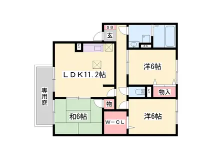 グレイスコートD棟(3LDK/1階)の間取り写真