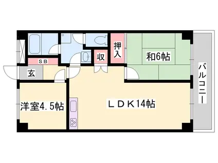 ハイツ野田(2LDK/3階)の間取り写真