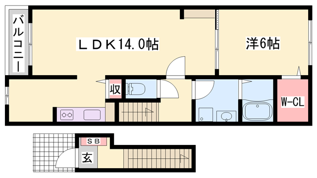 グロリア(1LDK/2階)の間取り写真