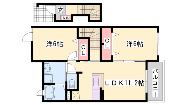 プラシード・S(2LDK/2階)の間取り写真