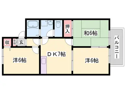 コスモスコート(3DK/1階)の間取り写真