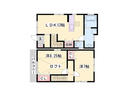 播但線 野里駅 徒歩9分 2階建 築20年(2SLDK)の間取り写真