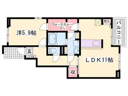フォルトゥーナ・MⅡ(1LDK/1階)の間取り写真