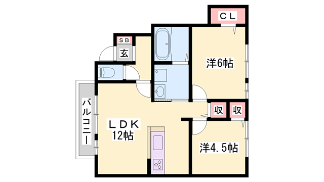 リーオ・コレージュ(2LDK/1階)の間取り写真