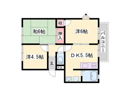 フレグランス金保A棟・B棟(3DK/2階)の間取り写真