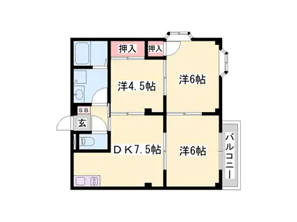 エルダー佐々木(3DK/2階)の間取り写真