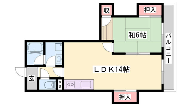 寿ハイツ(1LDK/3階)の間取り写真