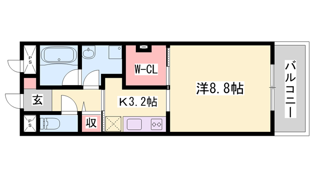 フィオーレ北条(1K/2階)の間取り写真