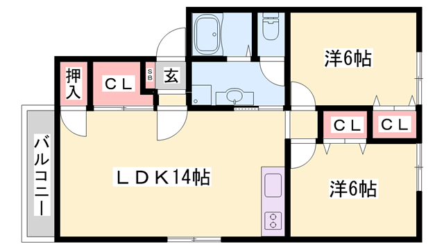 ファインステージ(2LDK/2階)の間取り写真
