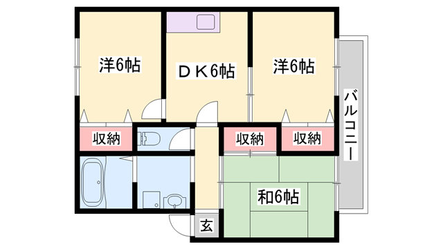 グランドゥール殿元(3DK/1階)の間取り写真