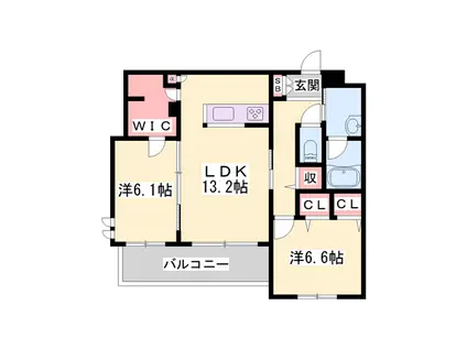 シャーメゾン英賀保東(2LDK/2階)の間取り写真