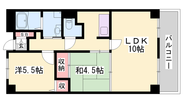 ヌーベゆらの(2LDK/1階)の間取り写真