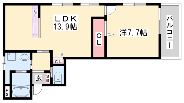 ビューティフルライフ(1LDK/2階)の間取り写真