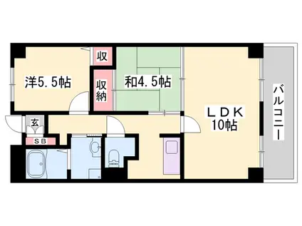 ヌーベゆらの(2LDK/3階)の間取り写真