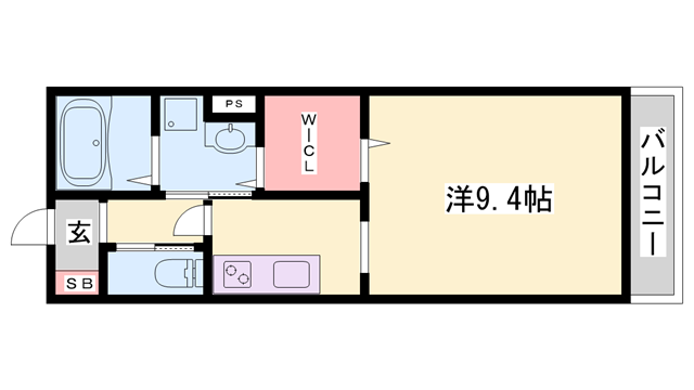 ルミエール野添(1K/2階)の間取り写真