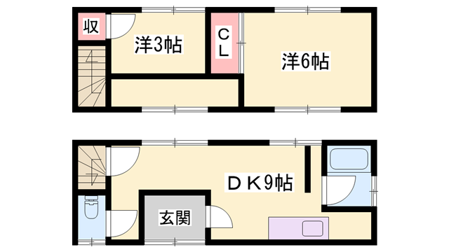 山陽本線 東加古川駅 徒歩16分 2階建 築53年(2DK)の間取り写真