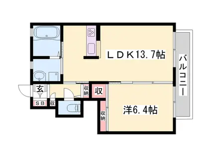 シャーメゾン高田井(1LDK/1階)の間取り写真