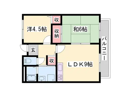 たつの市 TNマンション(2LDK/3階)の間取り写真