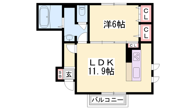 DヴェルジェⅤ(1LDK/1階)の間取り写真