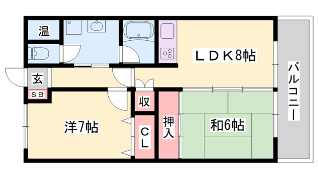 小玉ハイツ(2LDK/3階)の間取り写真