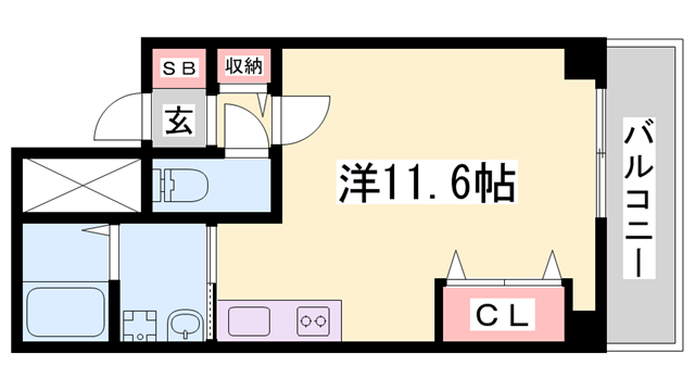 TKD北条口(ワンルーム/6階)の間取り写真