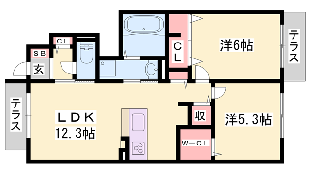 スペランツァ(2LDK/1階)の間取り写真