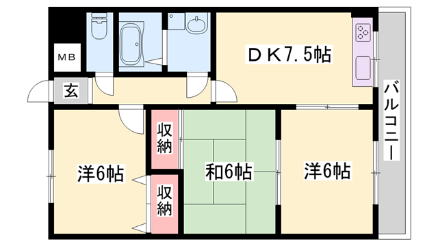 シェーンシュロス(3DK/5階)の間取り写真