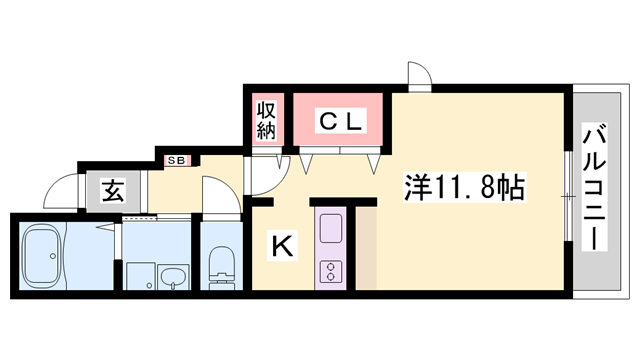 エスペランサ中仁野Ⅵ(1K/1階)の間取り写真