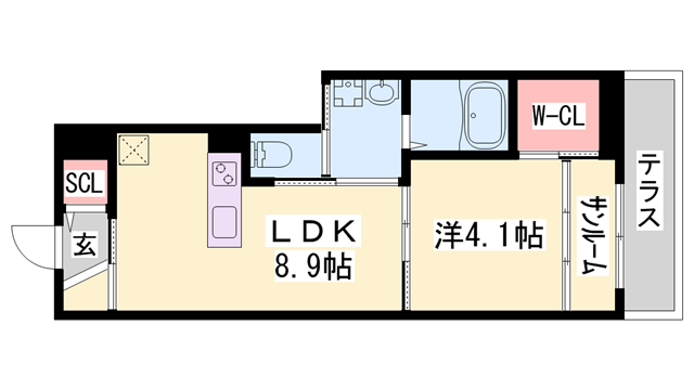 SOLE DOMANI(1LDK/1階)の間取り写真