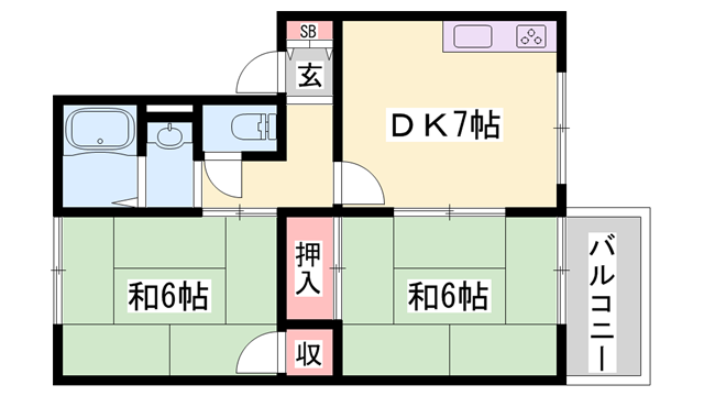 コーポシティ(2DK/2階)の間取り写真