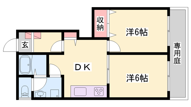ハイツ新田(2DK/1階)の間取り写真
