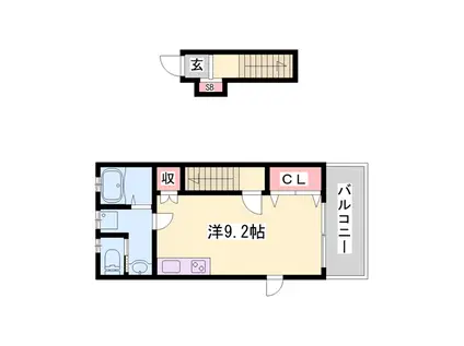 シーズキューブ(ワンルーム/2階)の間取り写真