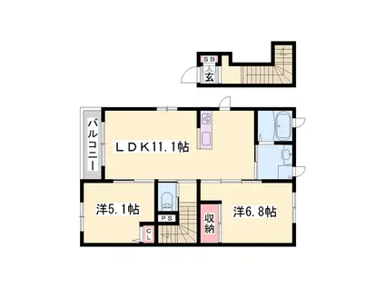 シャーメゾンフルール(2LDK/2階)の間取り写真