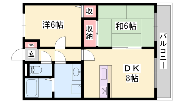 メゾン城南(2DK/3階)の間取り写真