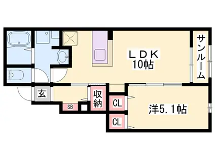 サンガーデンⅡ(1LDK/1階)の間取り写真